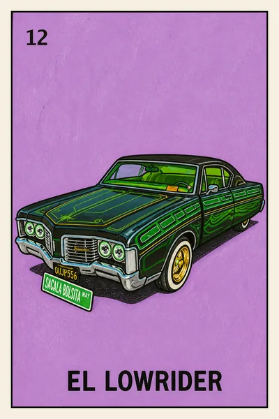 El Lowrider — green custom car Lotería card