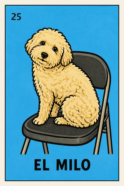 El Milo, transformed into a Lotería card