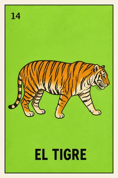 El Tigre, transformed into a Lotería card
